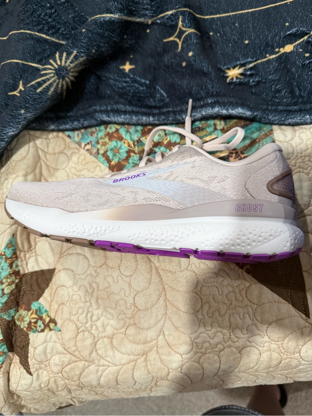 Brooks Women's Ghost 16 running sneakers almond peach/coconut/purple size 10 - Picture 6 of 15